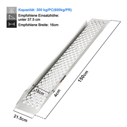 ATV Motorrad Laderampen Kapazität 600kg pro Paar