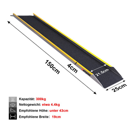 Auffahrrampe, 1 Stück, 120cm Laderampe bis zu 300kg, Alu Motorradrampe Verladerampe Anhängerrampe für ATVs Schweres Motorrad Rasenmäher Schneefräsen LKWs Vierräder