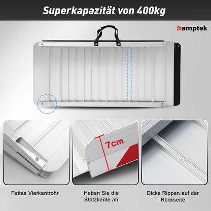 Rollstuhlrampe mit 800 Pfund Tragfähigkeit, rutschfester und faltbarer Schwellenrampe