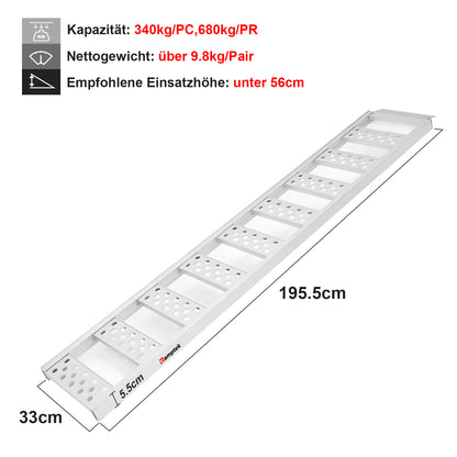 77"L x 13"W Aluminium-Laderampe, tragbare Laderampe für Rasentraktoren, Rasenmäher, Motorräder, Lastwagen, ATVs usw., 1500 lbs. Kapazität, 2 Stück, paarweise verkauft (AR4051)