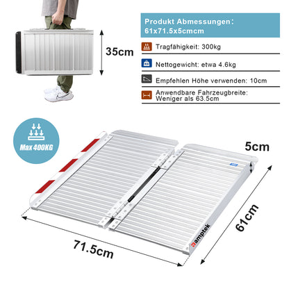 Schwellenrampe für Stufen, Treppen, Portale, Elektromobil, zusammenklappbare Rollstuhlrampe