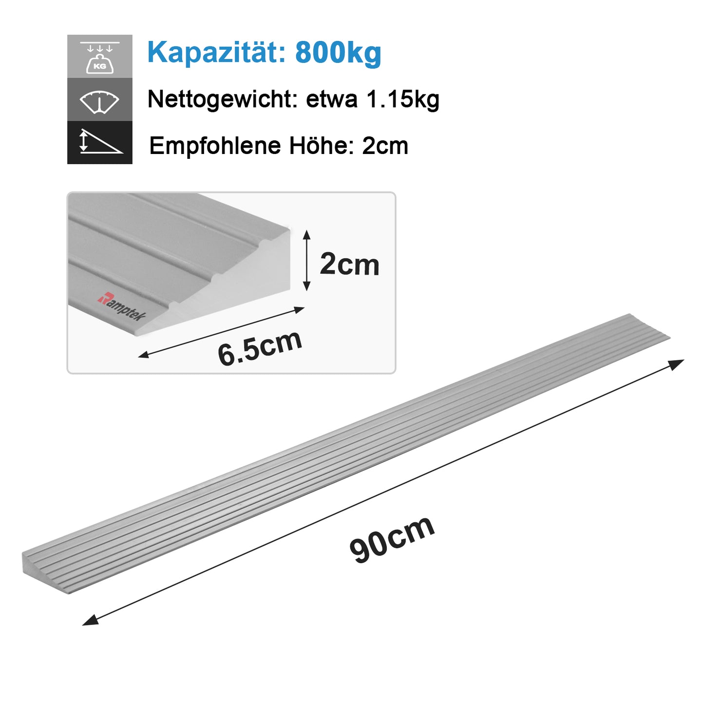 ollstuhlrampe, rutschfest, aus massivem PVC, 800 kg