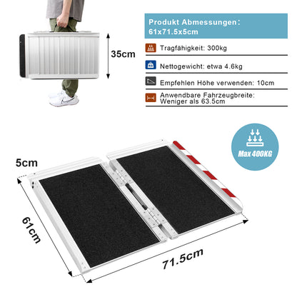 Rollstuhlrampe mit rutschfester Oberfläche Schwellenrampe für Stufen,  Elektromobil, klappbare