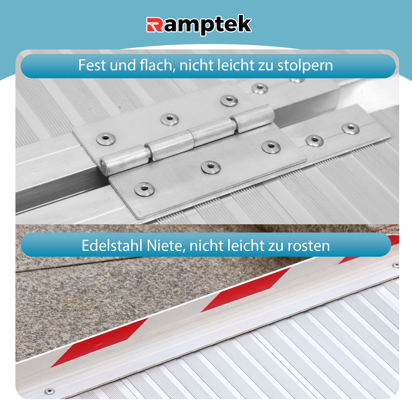 Schwellenrampe für Stufen, Treppen, Portale, Elektromobil, zusammenklappbare Rollstuhlrampe