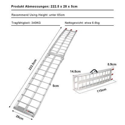 7,5 'Aluminium-Laderampe / ATV-Rampe / Motorradrampe / LKW-Laderampe, klappbar, 1-teilig, 750 lb Kapazität