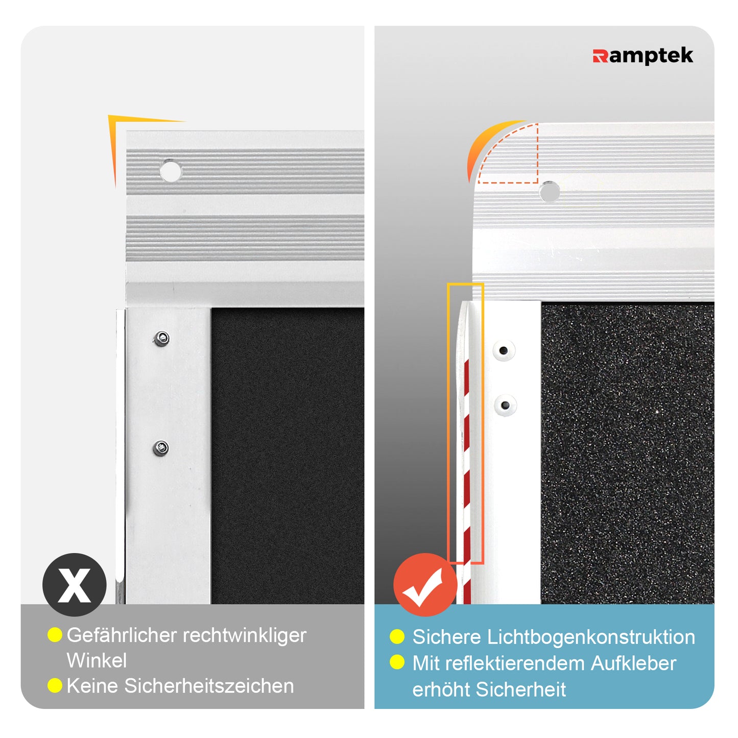 Rollstuhlrampe mit rutschfester Oberfläche Schwellenrampe für Stufen,  Elektromobil, klappbare