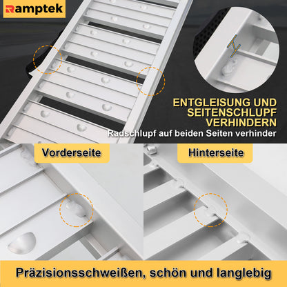 1x182.5cm Auffahrrampe Klappbar 250kg Kapazität Laderampe, Faltbare Alu Verladeschiene Auffahrrampen, Antirutsch Laderampe für Motorrad ATV Quad PKW（Rot）