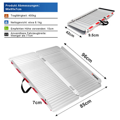 Rollstuhlrampe mit 800 Pfund Tragfähigkeit, rutschfester und faltbarer Schwellenrampe