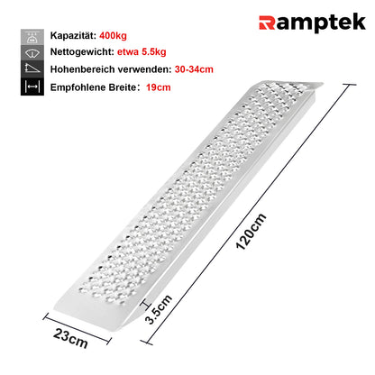 2 Stück Auffahrrampe,bis zu 400kg Motorradramp, Laderampe für Motorrad, Anhänger, ATV Quad PKW