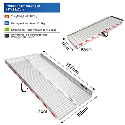 Rollstuhlrampe mit 800 Pfund Tragfähigkeit, rutschfester und faltbarer Schwellenrampe