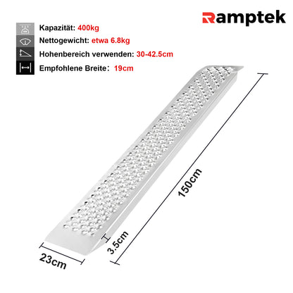 2 Stück Auffahrrampe,bis zu 400kg Motorradramp, Laderampe für Motorrad, Anhänger, ATV Quad PKW