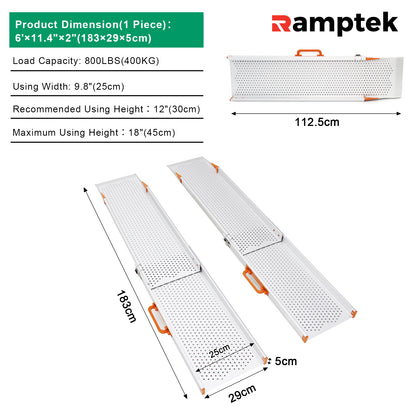 Aluminium-Rollstuhlrampe, breiteres Design, hält bis zu 800 Pfund