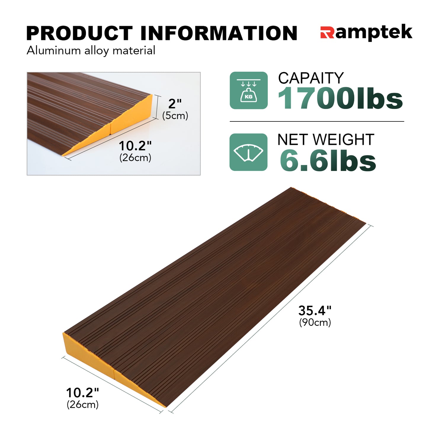 Türschwellenrampe, Belastung 800 kg, Rampe für Türschwellen