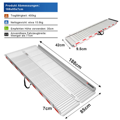 Rollstuhlrampe mit 800 Pfund Tragfähigkeit, rutschfester und faltbarer Schwellenrampe