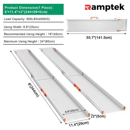 Aluminium-Rollstuhlrampe, breiteres Design, hält bis zu 800 Pfund