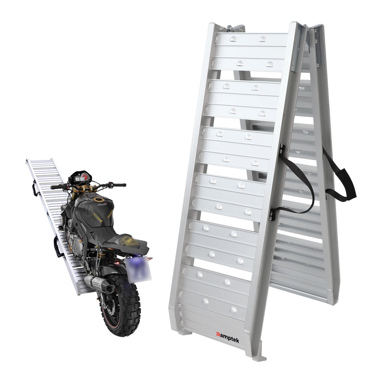 1x182.5cm Auffahrrampe Klappbar 250kg Kapazität Laderampe, Faltbare Alu Verladeschiene Auffahrrampen, Antirutsch Laderampe für Motorrad ATV Quad PKW（Rot）