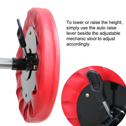 Verstellbarer Mechanikerhocker Pneumatischer Creeper Garagensitz mit Garagensitz und Werkstatthocker, hält bis zu 300 lbs, Rot (RDB2001R)
